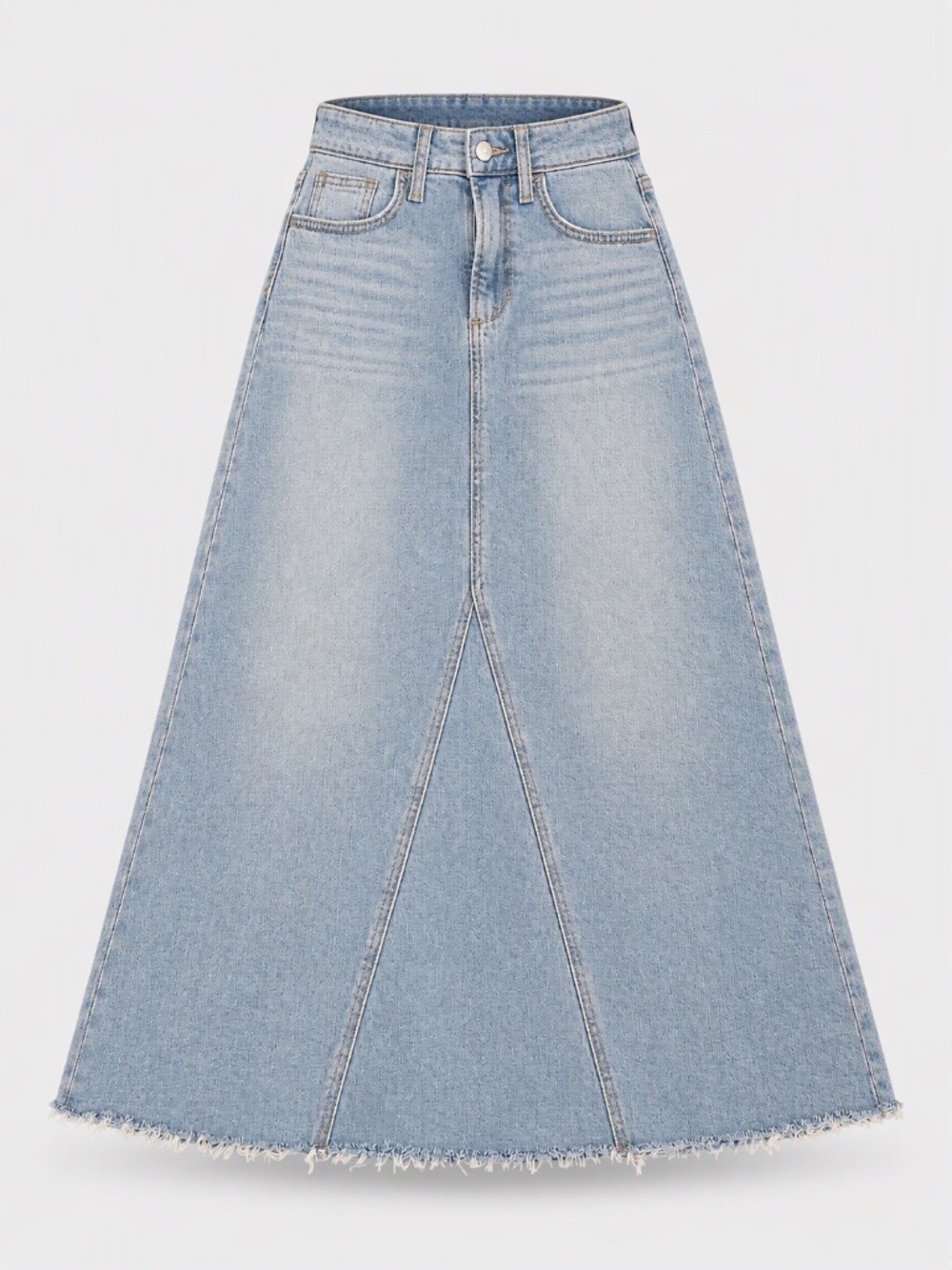 Joe's Jeans Denim Maxi Skirt Size 25 Light Wash High Rise A-Line Raw Hem